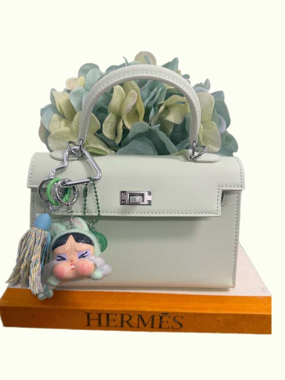 OOAK Hand-Finished Mint Green Kawaii Purse Custom Artist Bag + Charms